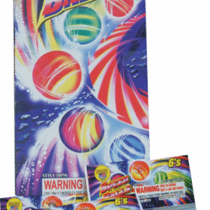 Colorful fireworks packaging with speed balls design.