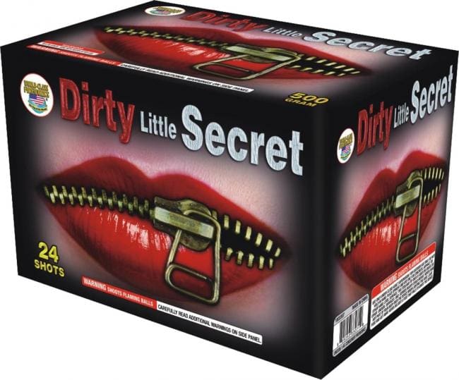 Fireworks box labeled "Dirty Little Secret".