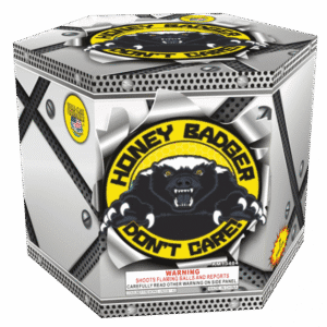 Honey Badger Don't Care fireworks packaging.
