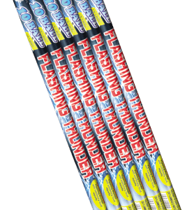 Flashing Thunder fireworks package against black background.