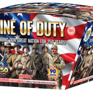 Line of Duty patriotic fireworks box with soldiers