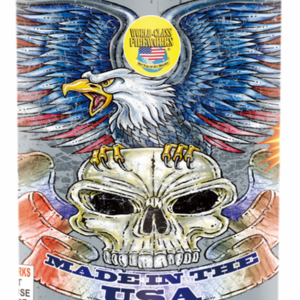 Fireworks can with eagle and skull design