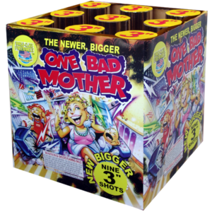 Colorful "One Bad Mother" fireworks box